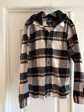 Hollister Plaid Hooded Button-Up Shirt